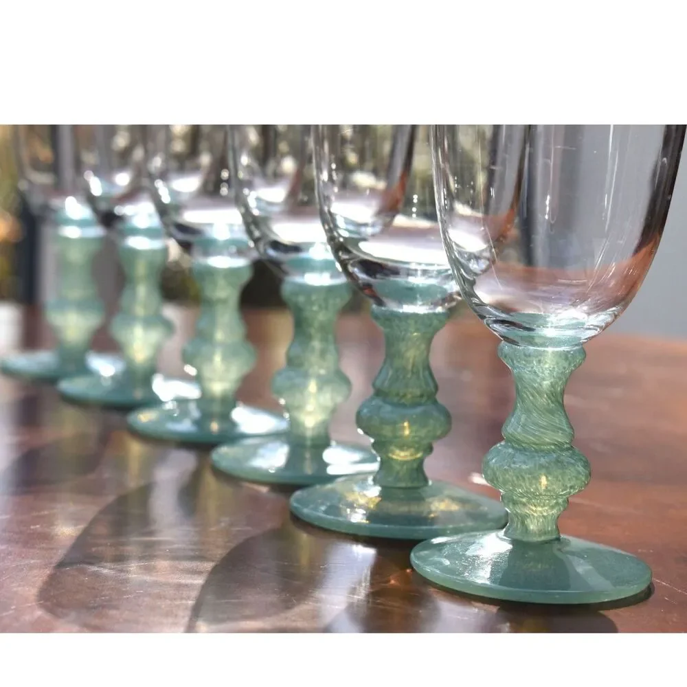 Set of 6 Villeroy & Boch Isabelle Green (Dark Jade) Claret Wine Glasses